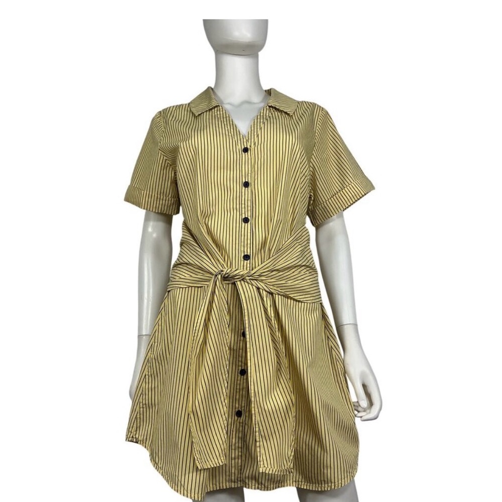 Nation LTD Yellow Striped Tie-Front Mini Dress